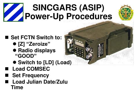 TASK: Communicate via Tactical <b>Radio</b> in a Secure Net CONDITIONS : Give an operational <b>radio</b> net with an SOI, fill device with appropriate fills, fill cable, and an operational distant station. . Army sincgars radio powerpoint
